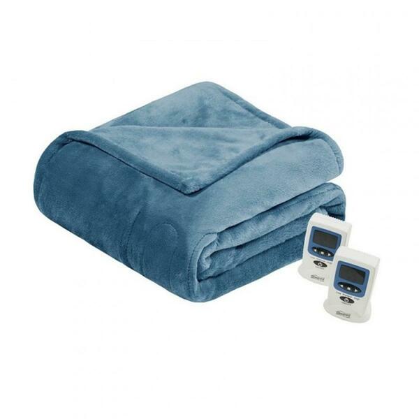 Beautyrest Heated Plush Blanket, Sapphire Blue - King BR54-0661